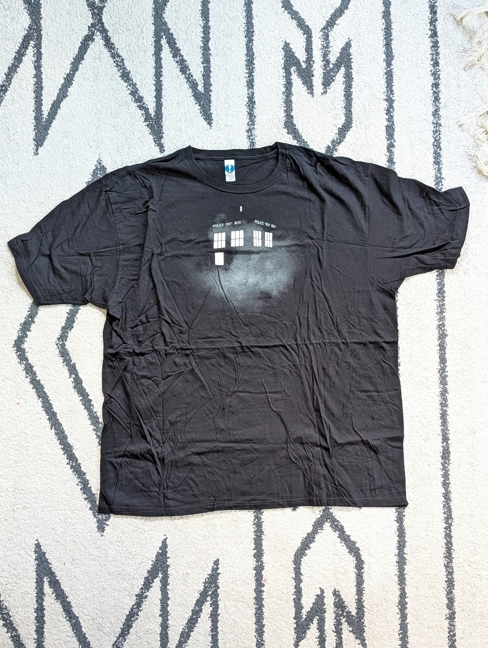Black Dr. Who Graphic Tee with Police Box Design